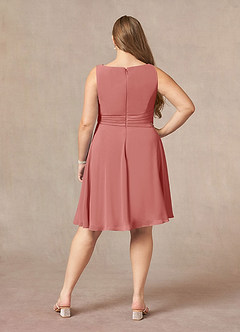 Azazie Shirley Mother of the Bride Dresses Antique Rose A-Line Scoop Pleated Chiffon Dress image12