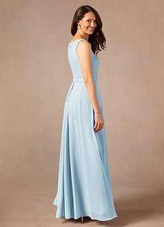 Azazie Ainsling Mother of the Bride Dresses Sky Blue A-Line Square Neckline Lace Chiffon Dress image4
