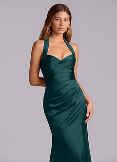 Azazie Destiny Bridesmaid Dresses Pine Mermaid Sweetheart Neckline Stretch Satin Dress image5