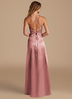 Azazie Mei Robes de demoiselle d'honneur Robe Trapèze en Satiné métallisé Rose Poussiéreuse image5