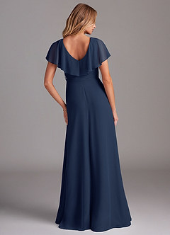 Azazie Lainey Robes de demoiselle d'honneur Robe Trapèze en Mousseline de soie avec poches Bleu Marine Foncé image7