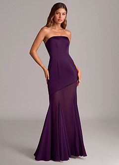 Azazie Uma Bridesmaid Dresses Grape Mermaid Strapless Chiffon Convertible Dress image3