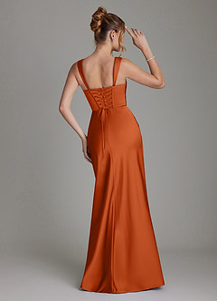 Azazie Agustina Bridesmaid Dresses Burnt Orange Mermaid Corset Stretch Satin Dress image2