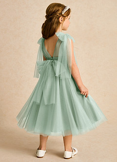 Azazie Dori Flower Girl Dresses Agave A-Line Ruched Tulle Dress image3