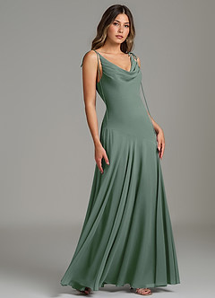 Azazie Dawn Bridesmaid Dresses Eucalyptus Mermaid Pleated Chiffon Dress image1