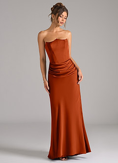 Azazie Debby Bridesmaid Dresses Paprika Mermaid Strapless Stretch Satin Convertible Dress image3