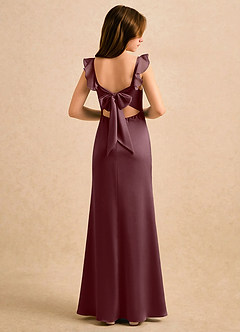 Azazie Novalie Girls Formal Flower Girl Dresses Sangria Mermaid Bow Stretch Satin Dress image1