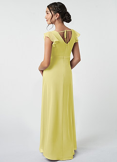 Azazie Claudine Junior Lemon Sorbet A-Line Pleated Chiffon Dress image4