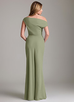 Azazie Emerson Brautjungfernkleider Etui Schulterfrei Chiffon Kleid Pistazie image4