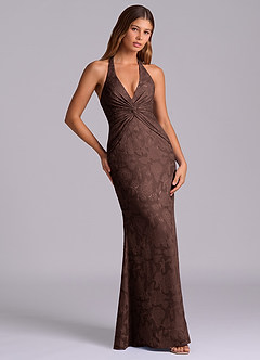 Azazie Valerie Vendita Finale Abito Sirena in Burnout Floreale Plissettato Burgundy image5