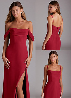 Azazie Saige Bridesmaid Dresses Scarlet A-Line Off the Shoulder Chiffon Convertible Dress image10