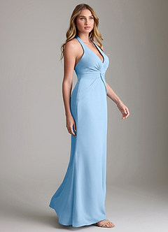 Azazie Valerie Robes de demoiselle d'honneur Robe Sirène en Mousseline de soie Plissée Poudre Bleue image4
