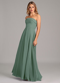 Azazie Lucienne Bridesmaid Dresses Eucalyptus A-Line Strapless Chiffon Convertible Dress image4
