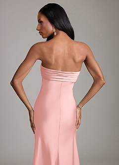 Azazie Saylor Robes de demoiselle d'honneur Robe Sirène en Satin extensible Sans bretelles Rose Poudré image6