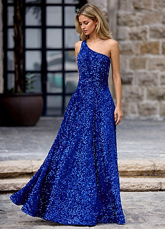 Opulent Royal Blue Velvet Sequins Prom Dress image4