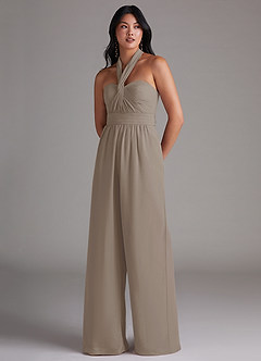 Azazie Lamara Brautjungfernkleider Wandelbar Schulterfrei Chiffon Overall/Jumpsuit Taupe image8