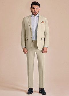front James Tan Structured Stretch Suit