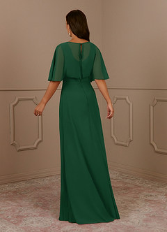 Azazie Oksana Mother of the Bride Dresses Dark Green A-Line V-Neck Pleated Chiffon Dress image3