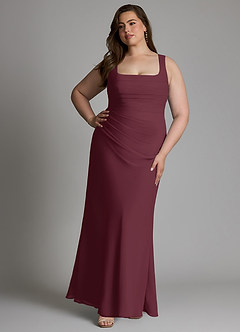 Azazie Agustina Bridesmaid Dresses Cabernet Mermaid Corset Chiffon Dress image10