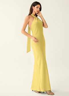 Manllanda Pastel Yellow Bows Satin Prom Dress image6