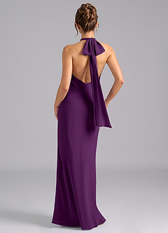 Azazie Velli Bridesmaid Dresses Grape Mermaid Bow Chiffon Dress image2