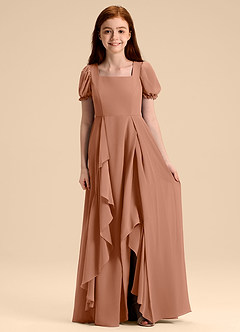 Azazie Priya Junior Bronzer A-Line Blouson Chiffon Dress image1