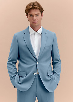 front James Light Blue Structured Stretch Suit Jacket