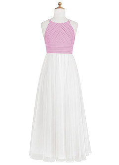 Azazie Brenna A-Line Pleated Chiffon Floor-Length Junior Bridesmaid Dress image6