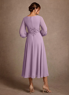 Azazie Ana 신부의 어머니 드레스 A라인 레이스 쉬폰 티 길이 드레스 image3