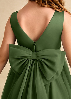 Azazie Winnie Flower Girl Dresses Olive Ball-Gown Bow Tulle Dress image7