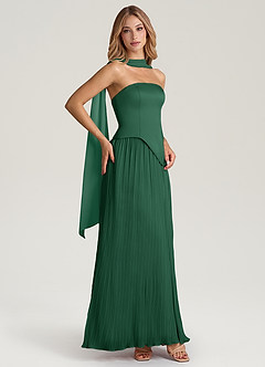 Azazie Tierney Abiti da Damigella Abito Convertibile A-Line in Chiffon Senza Cinturino Verde Scuro image7