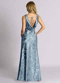 Azazie Rylina 신부 들러리 드레스 인어 절하다 자카드 바닥 길이 드레스 image6