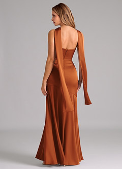 Azazie Shiloh Bridesmaid Dresses Cinnamon Mermaid Strapless Stretch Satin Convertible Dress image7