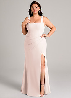 Azazie Mero Bridesmaid Dresses Rose Petal Sheath Pleated Chiffon Dress image11