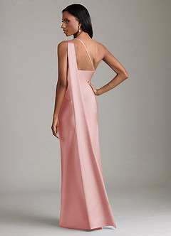 Azazie Galinda Brudtärnklänningar Klä av Sjöjungfru i Stretch Satin Ena axeln Puderrosa image6