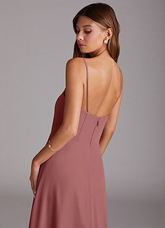 Azazie Wren Brautjungfernkleider A-Linie Schulterfrei Chiffon Kleid Amethyst image7