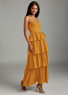 Azazie Kaiden Bridesmaid Dresses Butterscotch A-Line Sweetheart Neckline Chiffon Dress image3