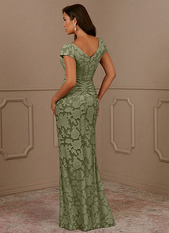 Azazie Roya 신부의 어머니 드레스 인어 셔링 플로럴 번아웃 플로어 길이 드레스 image3