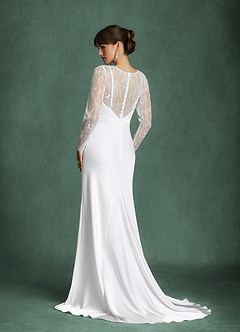 Azazie Indiah Wedding Dresses Diamond White Mermaid Stretch Satin Dress image2