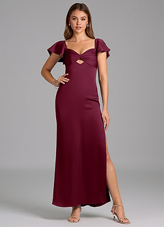 Azazie Demia Bridesmaid Dresses Mulberry Sheath Sweetheart Neckline Stretch Satin Dress image5