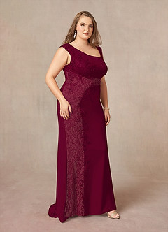 Azazie Juliane Mother of the Bride Dresses Burgundy Mermaid Sequins Lace Dress image6