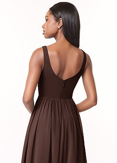 Azazie Keyla Bridesmaid Dresses Ganache A-Line V-Neck Pleated Chiffon Dress image3