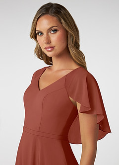 Azazie Jamie Bridesmaid Dresses Auburn A-Line Chiffon Dress image6