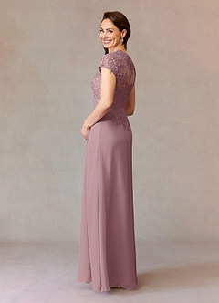 Azazie Junie Abiti per la Madre della Sposa Abito A-Line in Chiffon Pizzo Rosa Polverosa image4