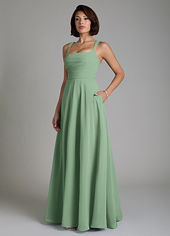 Azazie Azaria Bridesmaid Dresses Matcha A-Line Corset Chiffon Dress image5