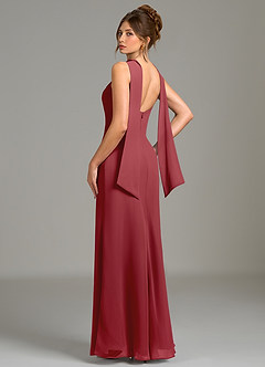 Azazie Cassiana Bridesmaid Dresses Pomegranate Mermaid Pleated Chiffon Dress image2