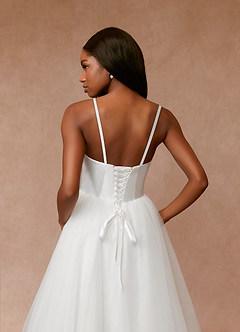 Azazie Gelsey Wedding Dresses A-Line Sweetheart Neckline Tulle Knee-Length Dress image7