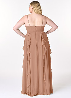 Azazie Peyton Bridesmaid Dresses Champagne Rose A-Line Ruched Chiffon Dress image8