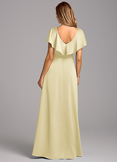 Azazie Lainey Jurken voor bruidsmeisjes Jurk van Stretch Satijn met A-Lijn met Zakken Citroensorbet image2