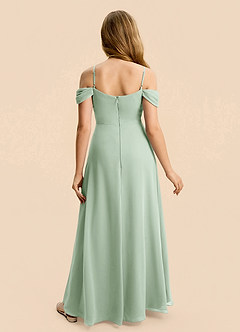 Azazie Lilly Junior Agave A-Line Pleated Chiffon Dress image2